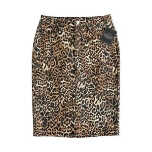 Jones New York Leopard Print Pencil Skirt NWT Stretch Petite 4P Office Siren